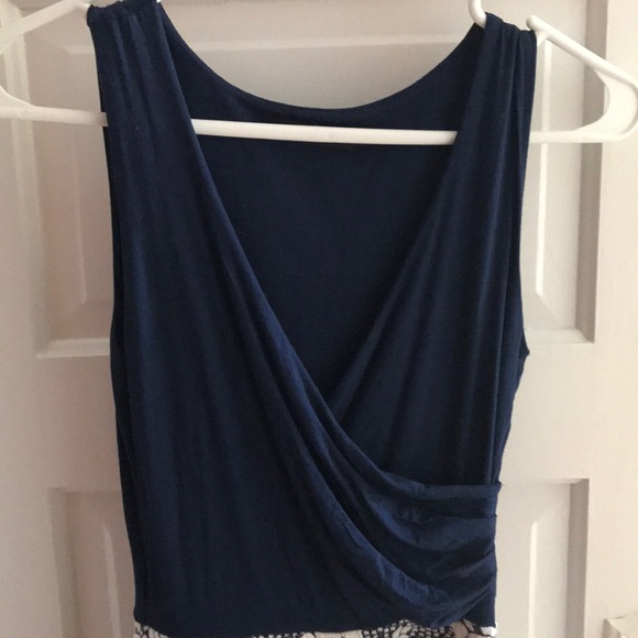 Navy blue and white sleeveless dress - Picture 2 of 5